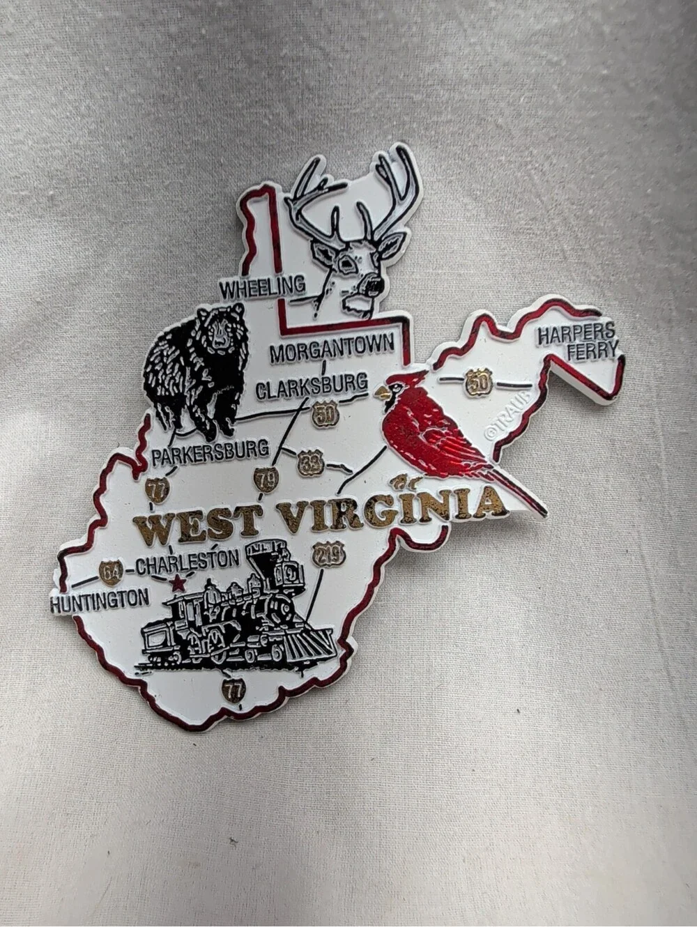 WEST VIRGINIA STATE MAP AND LANDMARKS COLLAGE FRIDGE COLLECTIBLE SOUVENIR MAGNET